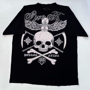 Vintage Y2K Xzavier Grunge Cyber MMA Style T Shirt Size Men’s XL Cross Skull